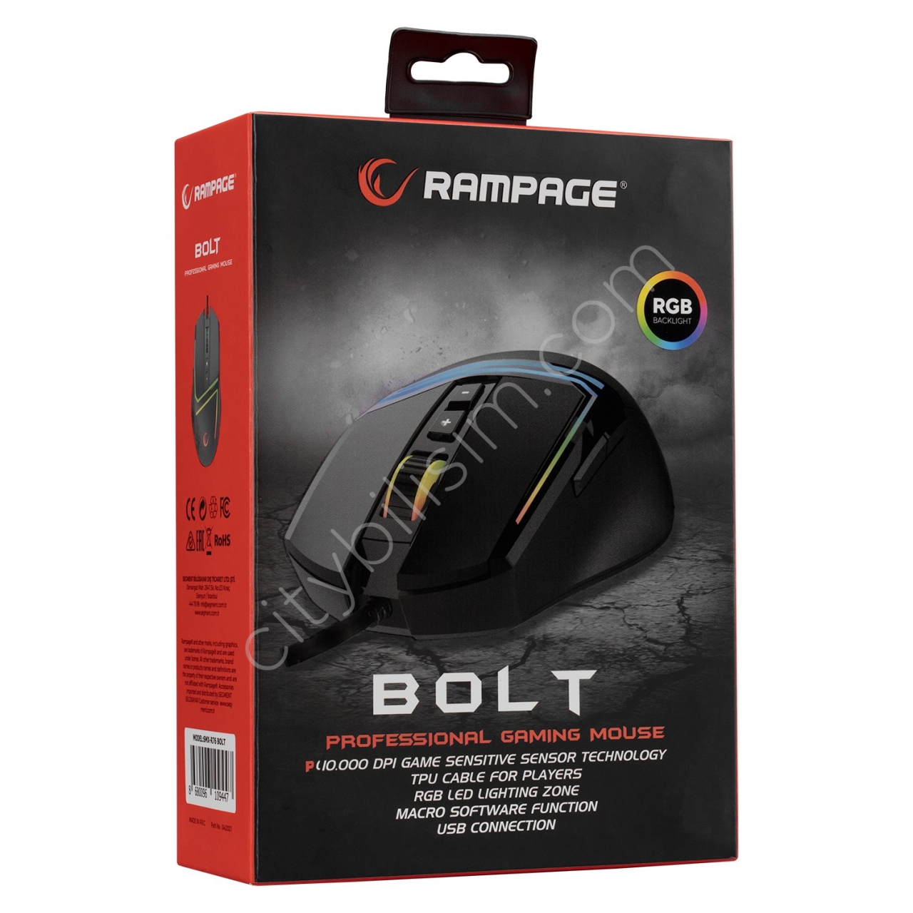 Rampage Smx-r76 Bolt Usb Siyah Rgb Ledli 10000 Dpi Gaming Oyuncu Mouse