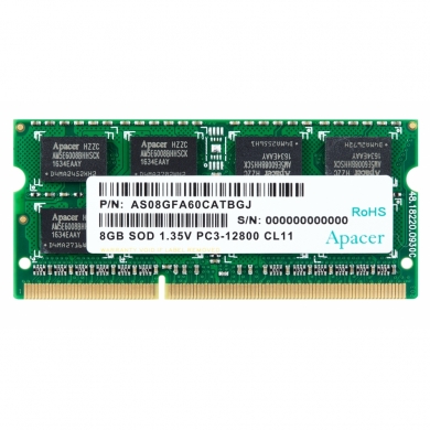 Apacer 8GB (1x8GB) 1600Mhz CL11 DDR3 Notebook SODIMM Ram (DV.08G2K.KAM)