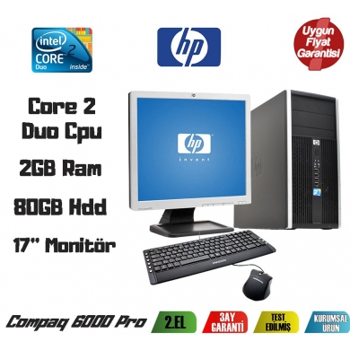 HP Compaq 6000Pro Core2 Duo 3.0GHz 2GB Ram 80GB Hdd 17'' Monitör