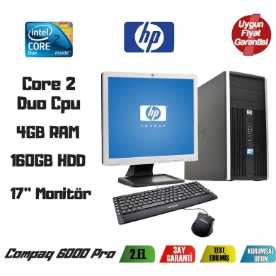 HP Compaq 6000Pro Core2 Duo 3.0GHz 4GB Ram 160GB Hdd 17''Monitör