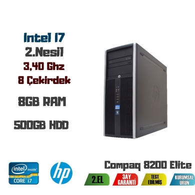 HP Compaq 8200 İntel Core İ7-2600 CPU + 8GB RAM + 500GB HDD Kasa
