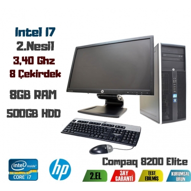 HP Compaq 8200 İntel İ7-2600 8GB RAM+500GB HDD+24'' Monitör
