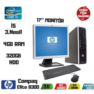 HP Compaq Elite 8300 Ultra Slim i5-3470 4GB RAM 320GB HDD 17'' Monitör
