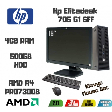 Hp Elitedesk 705G1 AMD A4 PRO 7300B CPU+4GB RAM+500GB HDD 19 İNC